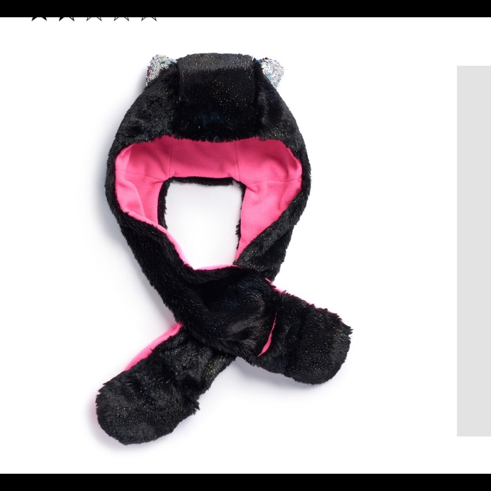Girls 4-16 faux fur hat w/reversible sequins nwt